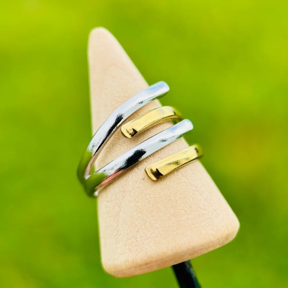 Stainless Steel Elegant Silver and Gold Women's Ring